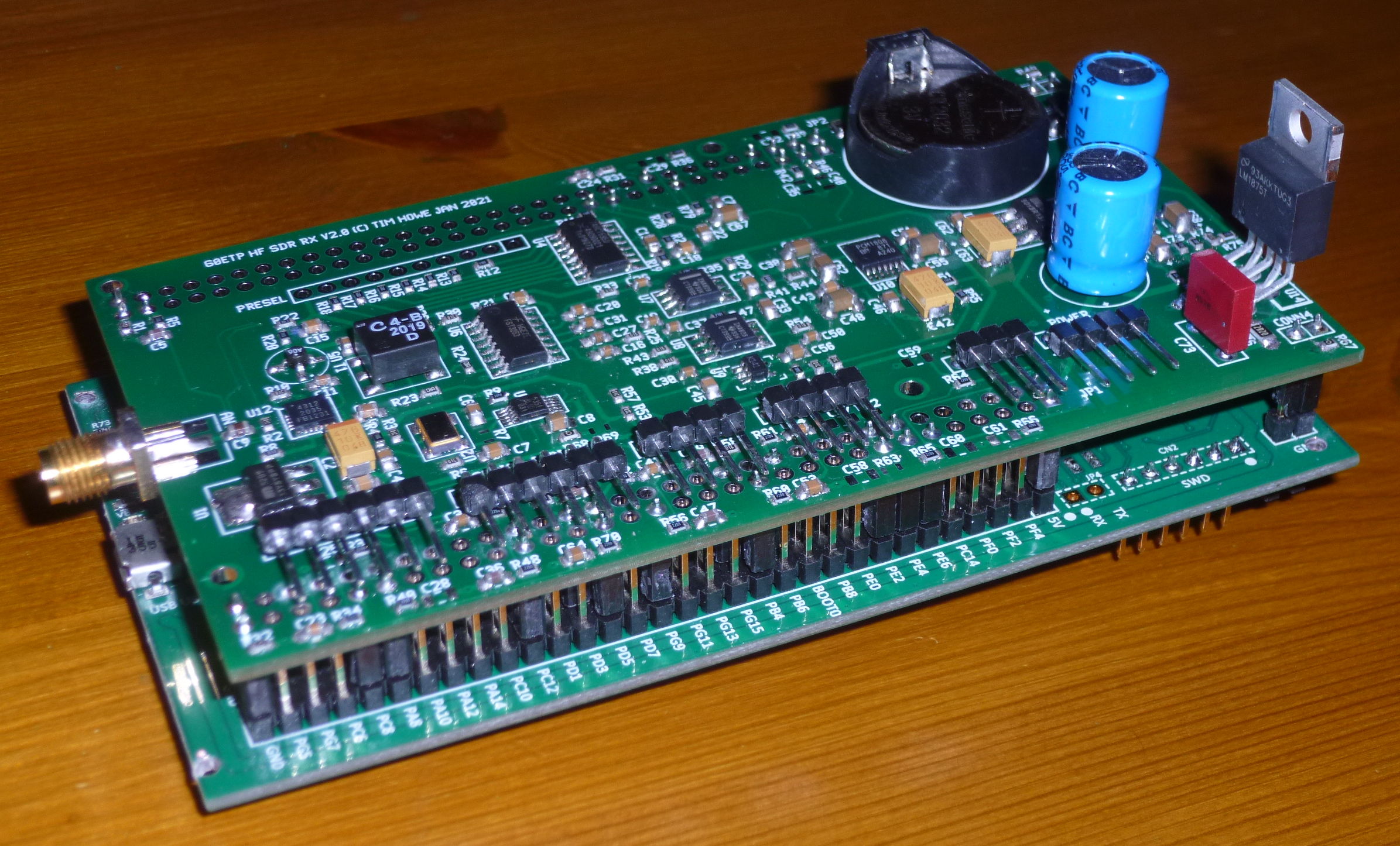 G0ETP V2 SDR Board connected to STM32F429I-DISC1 Discovery